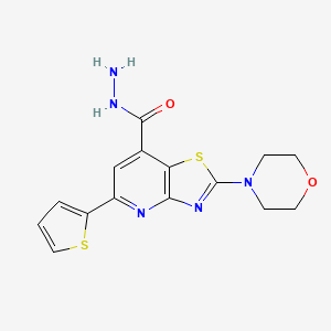 molecular formula C15H15N5O2S2 B15148430 2-Morpholino-5-(2-thienyl)thiazolo-[4,5-b]-pyridine-7-carbohydrazide 