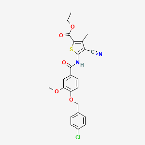 Ethyl 5-[({4-[(4-chlorobenzyl)oxy]-3-methoxyphenyl}carbonyl)amino]-4-cyano-3-methylthiophene-2-carboxylate