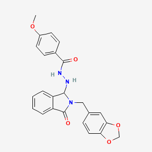 N'-[2-(1,3-benzodioxol-5-ylmethyl)-3-oxo-2,3-dihydro-1H-isoindol-1-yl]-4-methoxybenzohydrazide