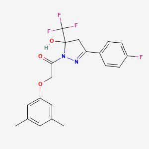 2-(3,5-dimethylphenoxy)-1-[3-(4-fluorophenyl)-5-hydroxy-5-(trifluoromethyl)-4H-pyrazol-1-yl]ethanone