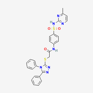 molecular formula C27H23N7O3S2 B15148523 2-[(4,5-diphenyl-1,2,4-triazol-3-yl)sulfanyl]-N-{4-[(4-methylpyrimidin-2-yl)sulfamoyl]phenyl}acetamide 