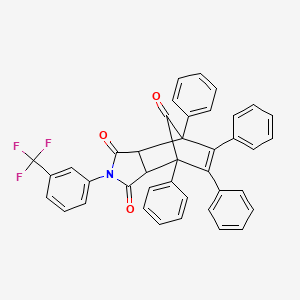 molecular formula C40H26F3NO3 B15148527 4,5,6,7-tetraphenyl-2-[3-(trifluoromethyl)phenyl]-3a,4,7,7a-tetrahydro-1H-4,7-methanoisoindole-1,3,8(2H)-trione 