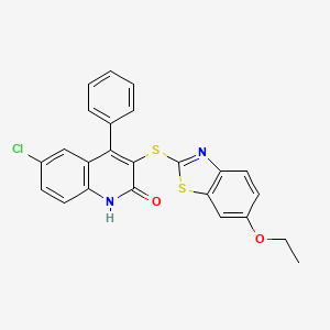 6-chloro-3-[(6-ethoxy-1,3-benzothiazol-2-yl)sulfanyl]-4-phenylquinolin-2(1H)-one