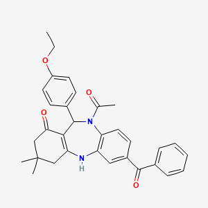 10-acetyl-11-(4-ethoxyphenyl)-3,3-dimethyl-7-(phenylcarbonyl)-2,3,4,5,10,11-hexahydro-1H-dibenzo[b,e][1,4]diazepin-1-one