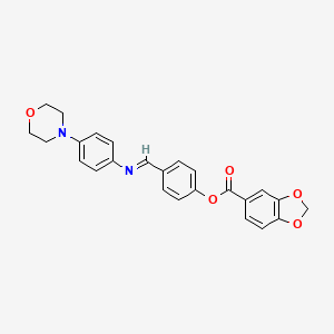 molecular formula C25H22N2O5 B15148610 4-[(E)-{[4-(morpholin-4-yl)phenyl]imino}methyl]phenyl 1,3-benzodioxole-5-carboxylate 