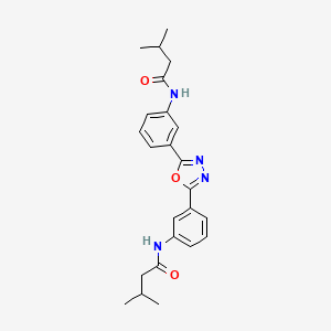 molecular formula C24H28N4O3 B15148615 N,N'-(1,3,4-oxadiazole-2,5-diyldibenzene-3,1-diyl)bis(3-methylbutanamide) 