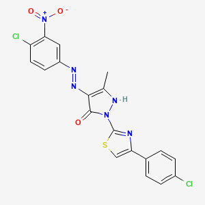 molecular formula C19H12Cl2N6O3S B15148658 (4E)-4-[2-(4-chloro-3-nitrophenyl)hydrazinylidene]-2-[4-(4-chlorophenyl)-1,3-thiazol-2-yl]-5-methyl-2,4-dihydro-3H-pyrazol-3-one 