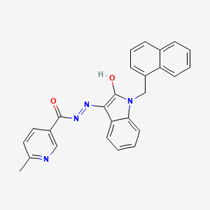 molecular formula C26H20N4O2 B15148672 6-methyl-N'-[(3E)-1-(naphthalen-1-ylmethyl)-2-oxo-1,2-dihydro-3H-indol-3-ylidene]pyridine-3-carbohydrazide 