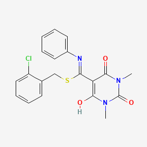 molecular formula C20H18ClN3O3S B15148686 5-{[(2-chlorobenzyl)sulfanyl](phenylamino)methylidene}-1,3-dimethylpyrimidine-2,4,6(1H,3H,5H)-trione 