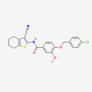 molecular formula C24H21ClN2O3S B15148718 4-[(4-chlorobenzyl)oxy]-N-(3-cyano-4,5,6,7-tetrahydro-1-benzothiophen-2-yl)-3-methoxybenzamide 