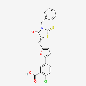 5-{5-[(3-Benzyl-4-oxo-2-sulfanylidene-1,3-thiazolidin-5-ylidene)methyl]furan-2-yl}-2-chlorobenzoic acid