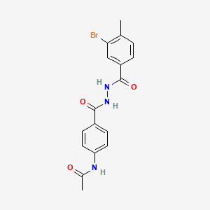 molecular formula C17H16BrN3O3 B15148759 N-[4-({2-[(3-bromo-4-methylphenyl)carbonyl]hydrazinyl}carbonyl)phenyl]acetamide 