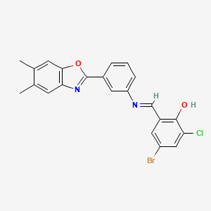 4-bromo-2-chloro-6-[(E)-{[3-(5,6-dimethyl-1,3-benzoxazol-2-yl)phenyl]imino}methyl]phenol