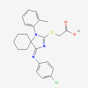 {[(4E)-4-[(4-chlorophenyl)imino]-1-(2-methylphenyl)-1,3-diazaspiro[4.5]dec-2-en-2-yl]sulfanyl}acetic acid