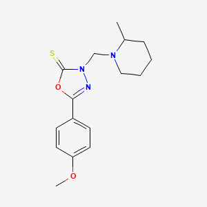 molecular formula C16H21N3O2S B15148847 5-(4-Methoxyphenyl)-3-[(2-methylpiperidin-1-yl)methyl]-1,3,4-oxadiazole-2-thione 