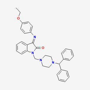 (3Z)-1-{[4-(diphenylmethyl)piperazin-1-yl]methyl}-3-[(4-ethoxyphenyl)imino]-1,3-dihydro-2H-indol-2-one