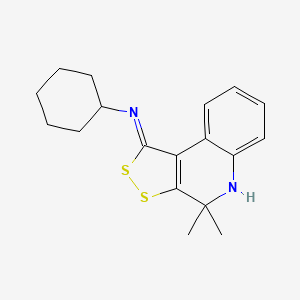 molecular formula C18H22N2S2 B15148902 N-[(1Z)-4,4-dimethyl-4,5-dihydro-1H-[1,2]dithiolo[3,4-c]quinolin-1-ylidene]cyclohexanamine 