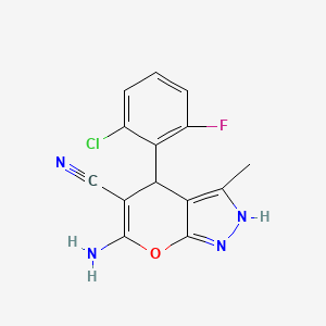 6-Amino-4-(2-chloro-6-fluorophenyl)-3-methyl-1,4-dihydropyrano[2,3-c]pyrazole-5-carbonitrile