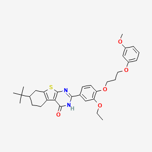 molecular formula C32H38N2O5S B15148959 7-tert-butyl-2-{3-ethoxy-4-[3-(3-methoxyphenoxy)propoxy]phenyl}-5,6,7,8-tetrahydro[1]benzothieno[2,3-d]pyrimidin-4(3H)-one 