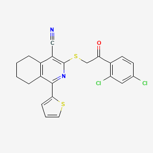 3-{[2-(2,4-Dichlorophenyl)-2-oxoethyl]sulfanyl}-1-(thiophen-2-yl)-5,6,7,8-tetrahydroisoquinoline-4-carbonitrile