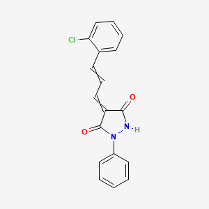 molecular formula C18H13ClN2O2 B15149077 3,5-Pyrazolidinedione, 4-[3-(2-chlorophenyl)-2-propenylidene]-1-phenyl-(9CI) 