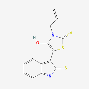 molecular formula C14H10N2OS3 B15149228 (5Z)-3-(prop-2-en-1-yl)-2-thioxo-5-(2-thioxo-1,2-dihydro-3H-indol-3-ylidene)-1,3-thiazolidin-4-one 