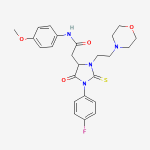 2-{1-(4-fluorophenyl)-3-[2-(morpholin-4-yl)ethyl]-5-oxo-2-thioxoimidazolidin-4-yl}-N-(4-methoxyphenyl)acetamide