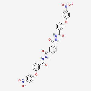 molecular formula C34H24N6O10 B15149246 N'~1~,N'~3~-bis{[3-(4-nitrophenoxy)phenyl]carbonyl}benzene-1,3-dicarbohydrazide 