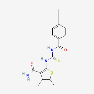 molecular formula C19H23N3O2S2 B15149389 2-({[(4-Tert-butylphenyl)carbonyl]carbamothioyl}amino)-4,5-dimethylthiophene-3-carboxamide 