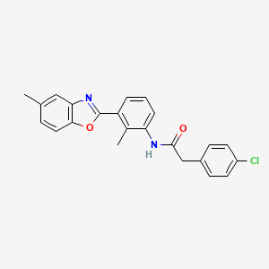 molecular formula C23H19ClN2O2 B15149398 2-(4-chlorophenyl)-N-[2-methyl-3-(5-methyl-1,3-benzoxazol-2-yl)phenyl]acetamide 