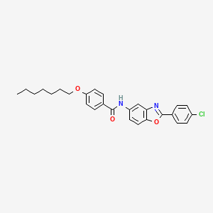 molecular formula C27H27ClN2O3 B15149431 N-[2-(4-chlorophenyl)-1,3-benzoxazol-5-yl]-4-(heptyloxy)benzamide 