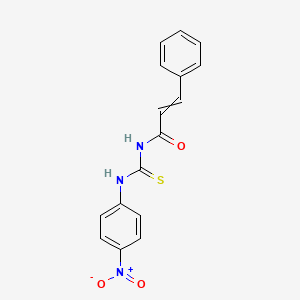 molecular formula C16H13N3O3S B15149456 2-Propenamide, N-[[(4-nitrophenyl)amino]thioxomethyl]-3-phenyl-, (E)- CAS No. 89373-80-8