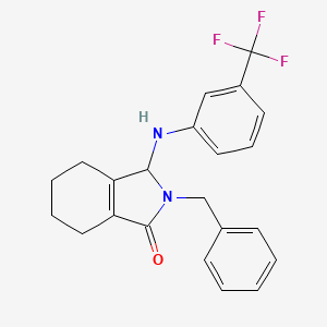 molecular formula C22H21F3N2O B15149504 2-benzyl-3-{[3-(trifluoromethyl)phenyl]amino}-2,3,4,5,6,7-hexahydro-1H-isoindol-1-one 