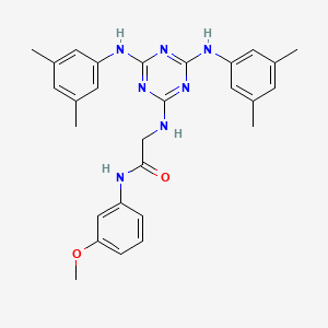 molecular formula C28H31N7O2 B15149545 N~2~-{4,6-bis[(3,5-dimethylphenyl)amino]-1,3,5-triazin-2-yl}-N-(3-methoxyphenyl)glycinamide 