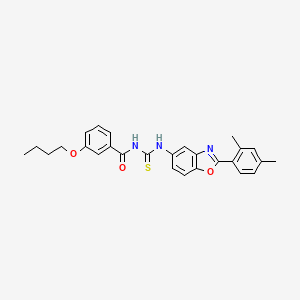 molecular formula C27H27N3O3S B15149546 3-butoxy-N-{[2-(2,4-dimethylphenyl)-1,3-benzoxazol-5-yl]carbamothioyl}benzamide 