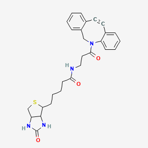 N-[3-(2-azatricyclo[10.4.0.04,9]hexadeca-1(16),4,6,8,12,14-hexaen-10-yn-2-yl)-3-oxopropyl]-5-(2-oxo-1,3,3a,4,6,6a-hexahydrothieno[3,4-d]imidazol-4-yl)pentanamide