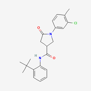 molecular formula C22H25ClN2O2 B15149564 N-(2-tert-butylphenyl)-1-(3-chloro-4-methylphenyl)-5-oxopyrrolidine-3-carboxamide 