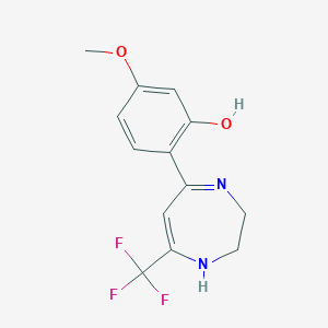 molecular formula C13H13F3N2O2 B15149639 2-(2,3-Dihydro-7-trifluoromethyl-1H-1,4-diazepine-5-YL)-5-methoxyphenol 