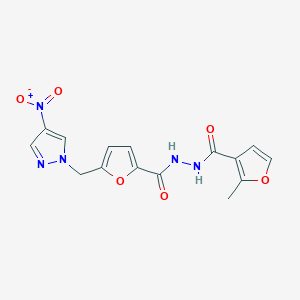 N'-[(2-methylfuran-3-yl)carbonyl]-5-[(4-nitro-1H-pyrazol-1-yl)methyl]furan-2-carbohydrazide