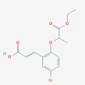 molecular formula C14H15BrO5 B15149686 (2E)-3-{5-bromo-2-[(1-ethoxy-1-oxopropan-2-yl)oxy]phenyl}prop-2-enoic acid 