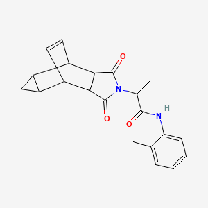 molecular formula C21H22N2O3 B15149724 2-(1,3-dioxooctahydro-4,6-ethenocyclopropa[f]isoindol-2(1H)-yl)-N-(2-methylphenyl)propanamide 