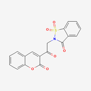 molecular formula C18H11NO6S B15149734 2-[2-oxo-2-(2-oxo-2H-chromen-3-yl)ethyl]-1,2-benzothiazol-3(2H)-one 1,1-dioxide 