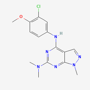 molecular formula C15H17ClN6O B15149758 N~4~-(3-chloro-4-methoxyphenyl)-N~6~,N~6~,1-trimethyl-1H-pyrazolo[3,4-d]pyrimidine-4,6-diamine 