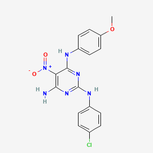 molecular formula C17H15ClN6O3 B15149786 N~2~-(4-chlorophenyl)-N~4~-(4-methoxyphenyl)-5-nitropyrimidine-2,4,6-triamine 