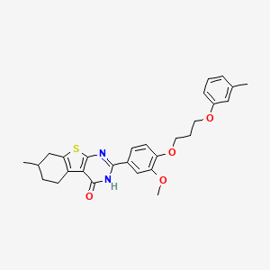 2-{3-methoxy-4-[3-(3-methylphenoxy)propoxy]phenyl}-7-methyl-5,6,7,8-tetrahydro[1]benzothieno[2,3-d]pyrimidin-4(3H)-one