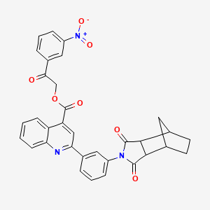 molecular formula C33H25N3O7 B15149879 2-(3-nitrophenyl)-2-oxoethyl 2-[3-(1,3-dioxooctahydro-2H-4,7-methanoisoindol-2-yl)phenyl]quinoline-4-carboxylate 