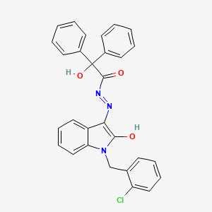 N'-[(3Z)-1-(2-chlorobenzyl)-2-oxo-1,2-dihydro-3H-indol-3-ylidene]-2-hydroxy-2,2-diphenylacetohydrazide