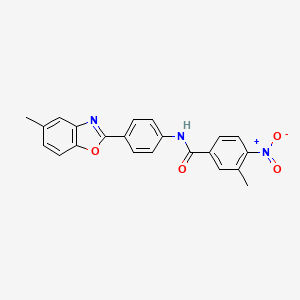 molecular formula C22H17N3O4 B15149905 3-methyl-N-[4-(5-methyl-1,3-benzoxazol-2-yl)phenyl]-4-nitrobenzamide 