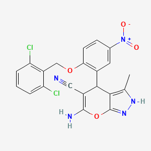 6-Amino-4-{2-[(2,6-dichlorobenzyl)oxy]-5-nitrophenyl}-3-methyl-1,4-dihydropyrano[2,3-c]pyrazole-5-carbonitrile