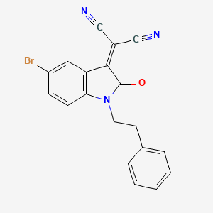 [5-bromo-2-oxo-1-(2-phenylethyl)-1,2-dihydro-3H-indol-3-ylidene]propanedinitrile